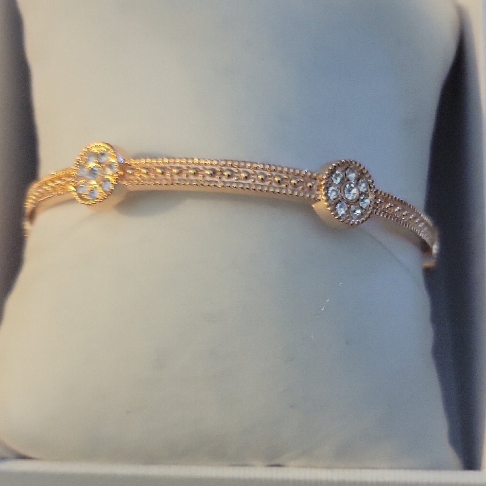 Elegant Gold Plated Bracelet with Crystal Diamond Rhinestone Accent One Size $12